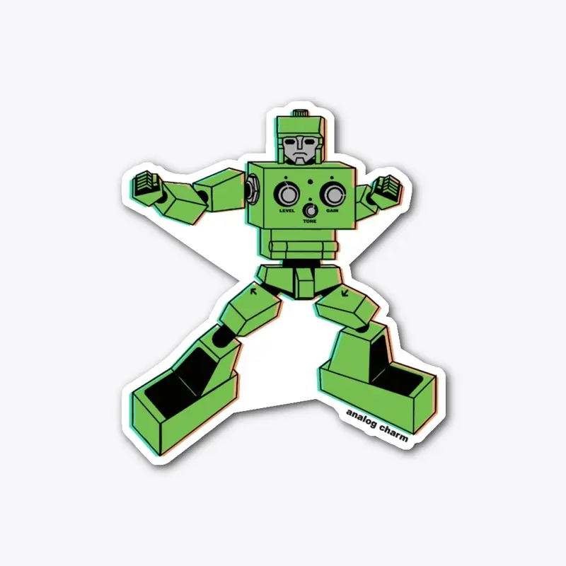 Guitar pedal robot sticker (Green)